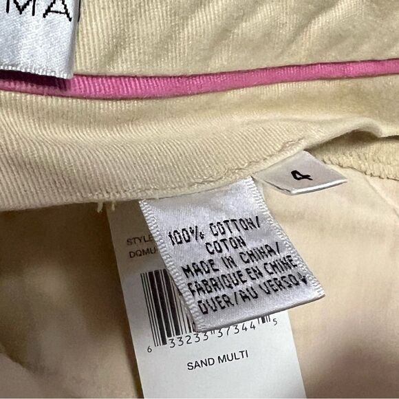 90s Y2K Dana Buchman Cream Pink Floral Painted Embroidered Flare Pant 4 Low Rise - Picture 12 of 15